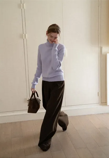 High Neck Ribbed Knit Sweater