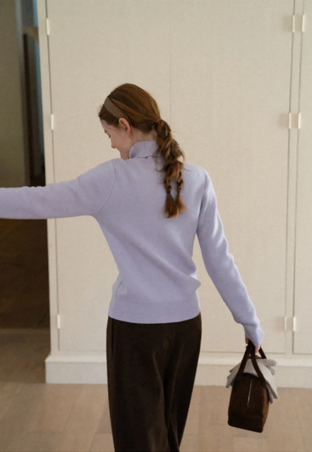 High Neck Ribbed Knit Sweater