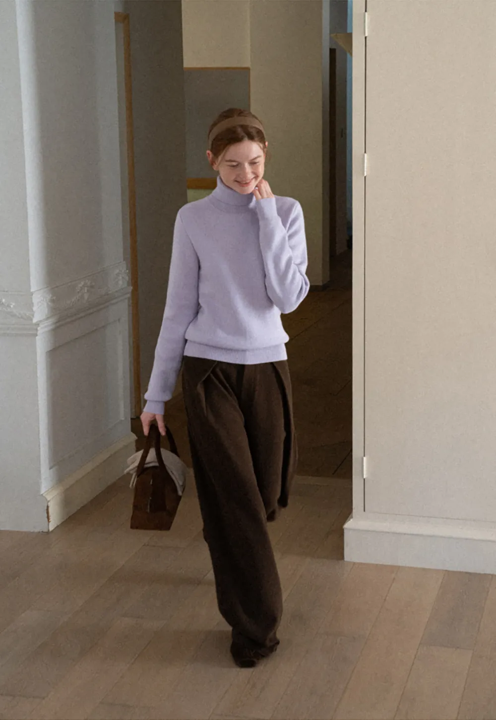 High Neck Ribbed Knit Sweater