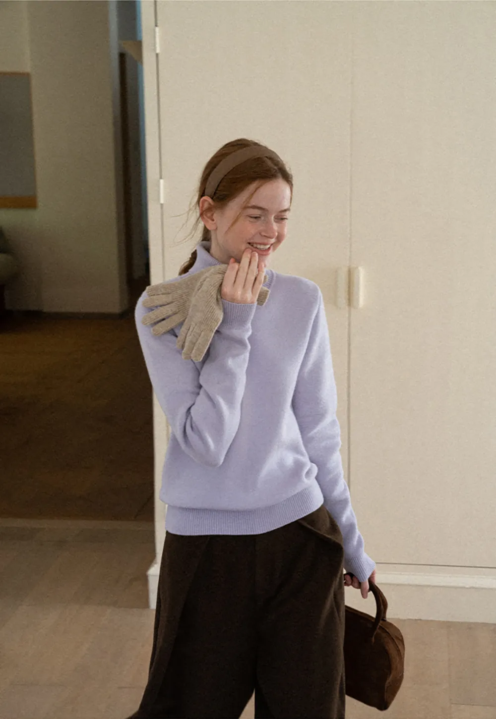 High Neck Ribbed Knit Sweater