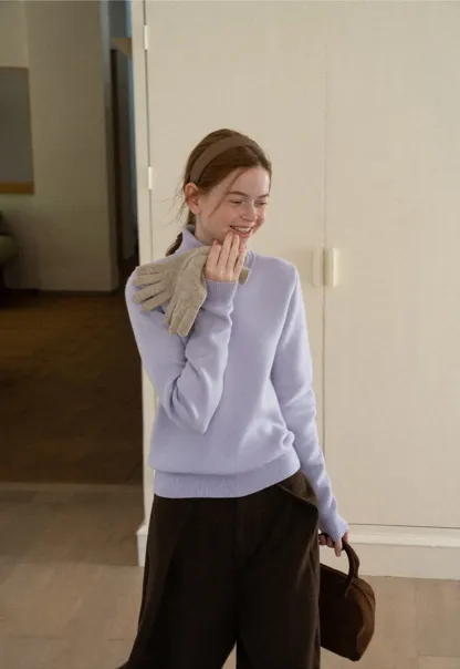 High Neck Ribbed Knit Sweater