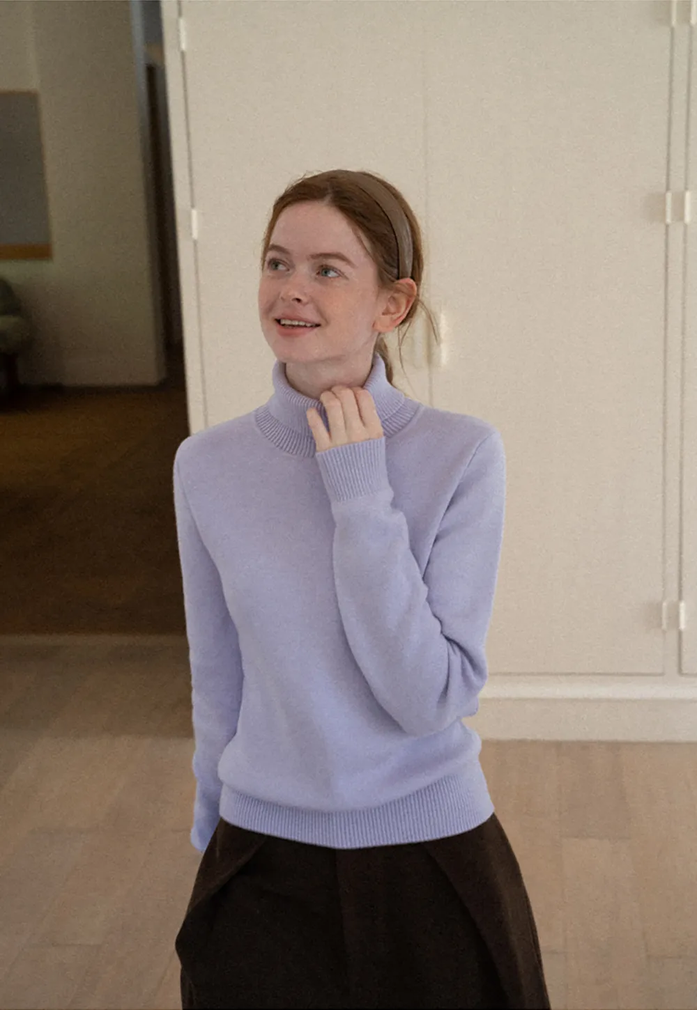 High Neck Ribbed Knit Sweater