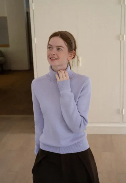 High Neck Ribbed Knit Sweater