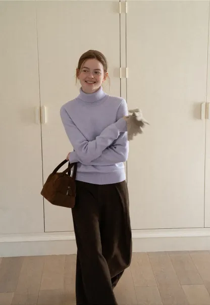 High Neck Ribbed Knit Sweater