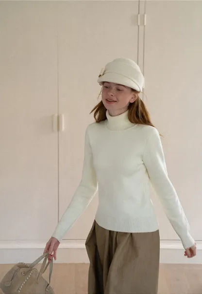 High Neck Ribbed Knit Sweater