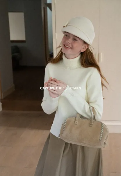 High Neck Ribbed Knit Sweater