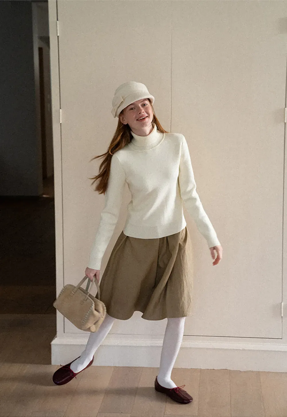 High Neck Ribbed Knit Sweater
