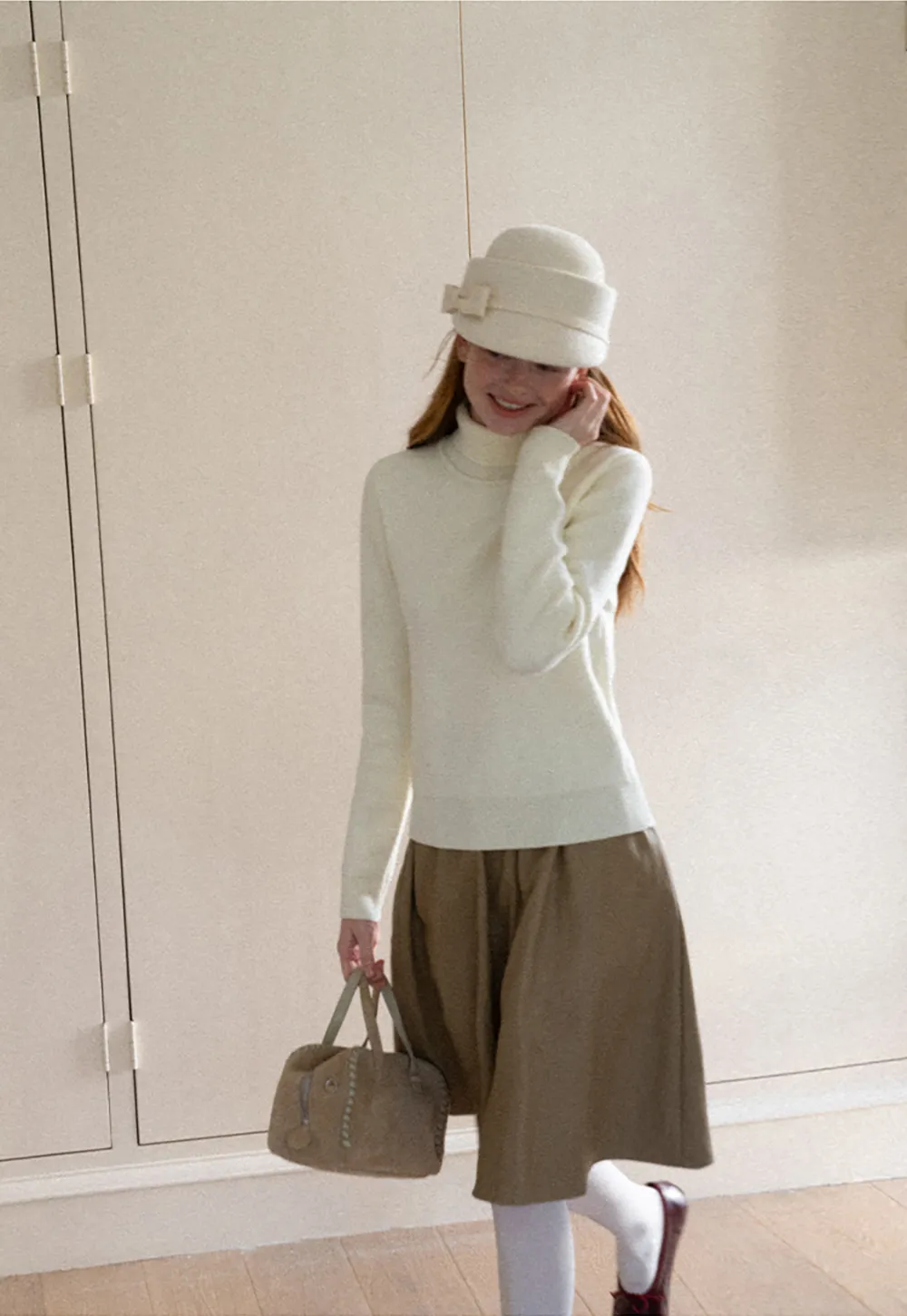High Neck Ribbed Knit Sweater