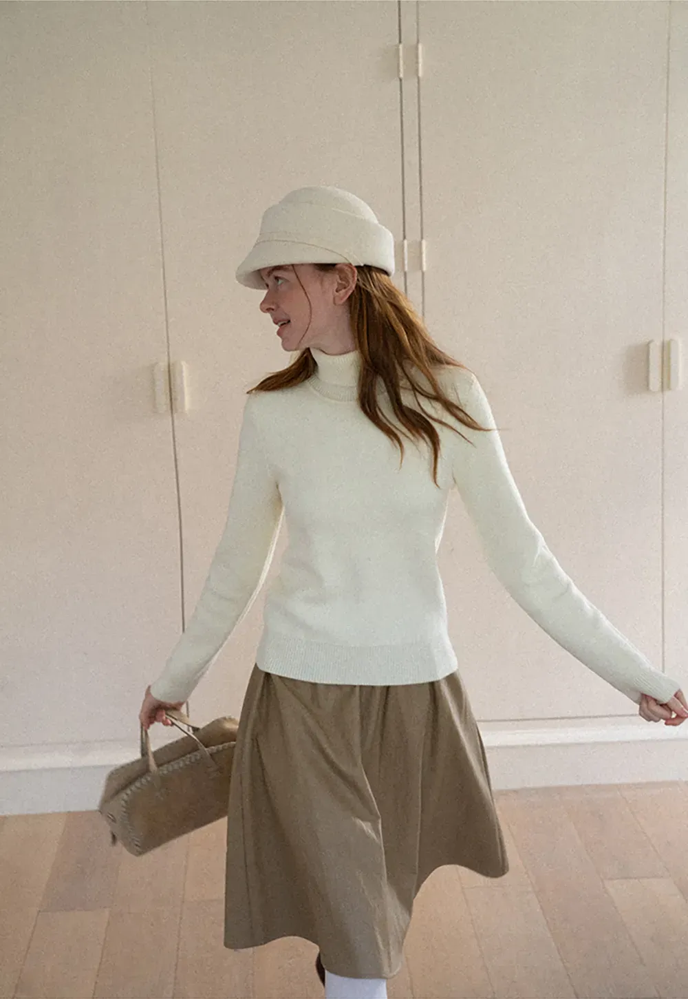 High Neck Ribbed Knit Sweater