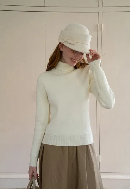High Neck Ribbed Knit Sweater