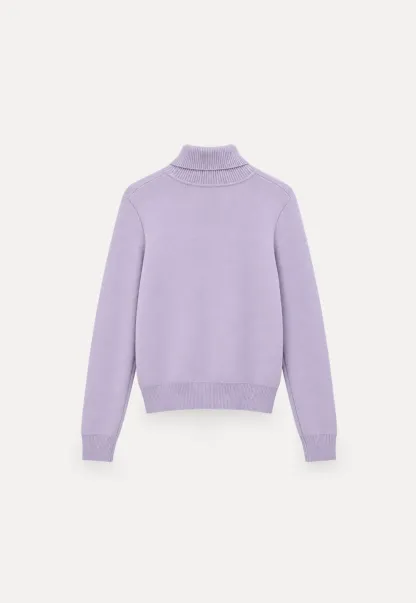 High Neck Ribbed Knit Sweater