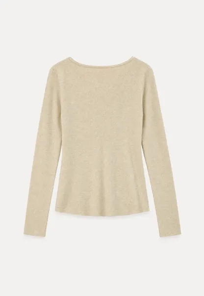 Lace Trim V Neck Pleated Front Woolen Knit Sweater