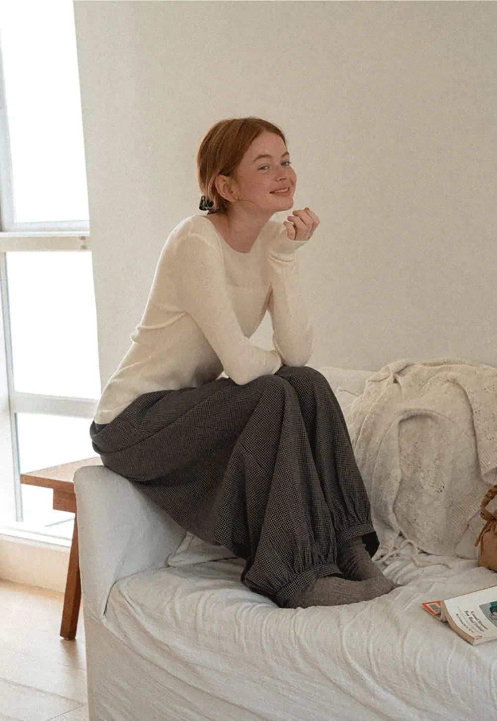 Square Neck Long Sleeve Knit Sweater