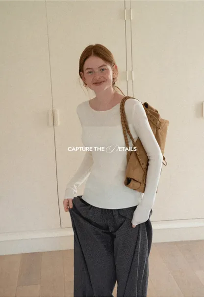 Square Neck Long Sleeve Knit Sweater