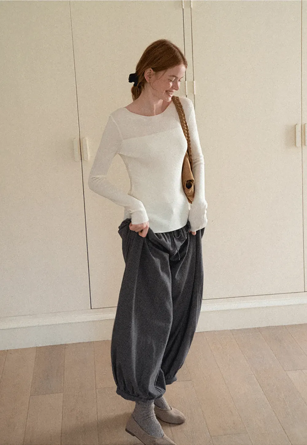 Square Neck Long Sleeve Knit Sweater