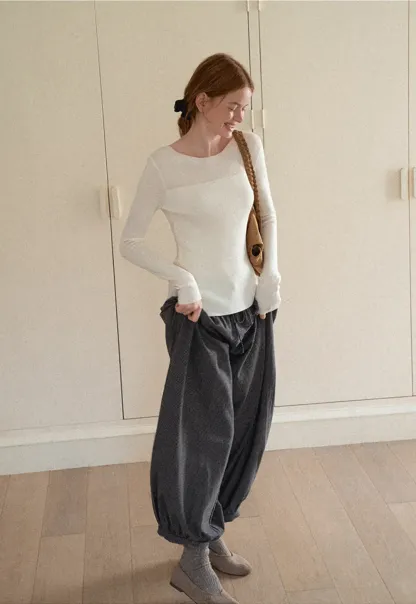 Square Neck Long Sleeve Knit Sweater