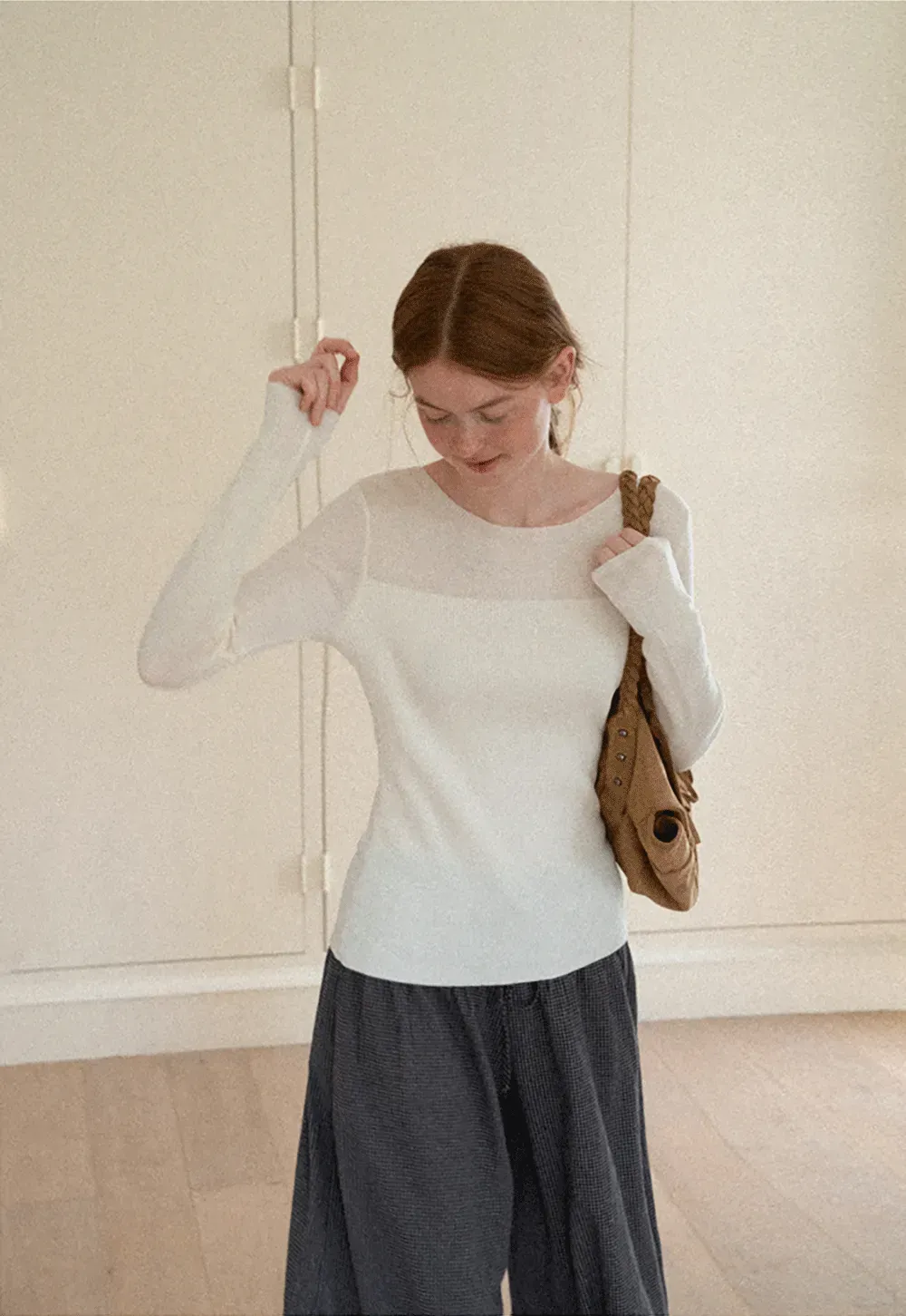 Square Neck Long Sleeve Knit Sweater
