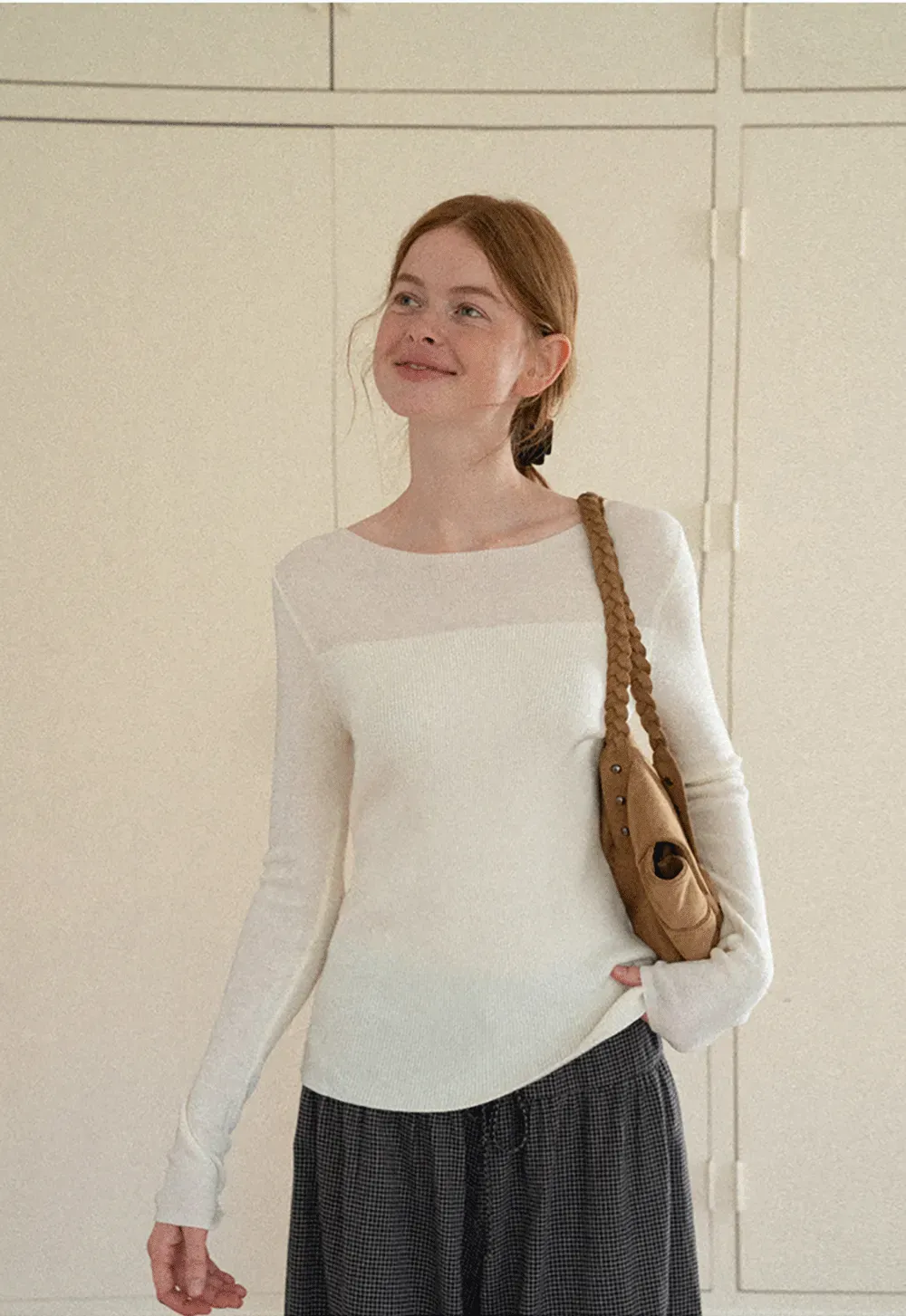 Square Neck Long Sleeve Knit Sweater