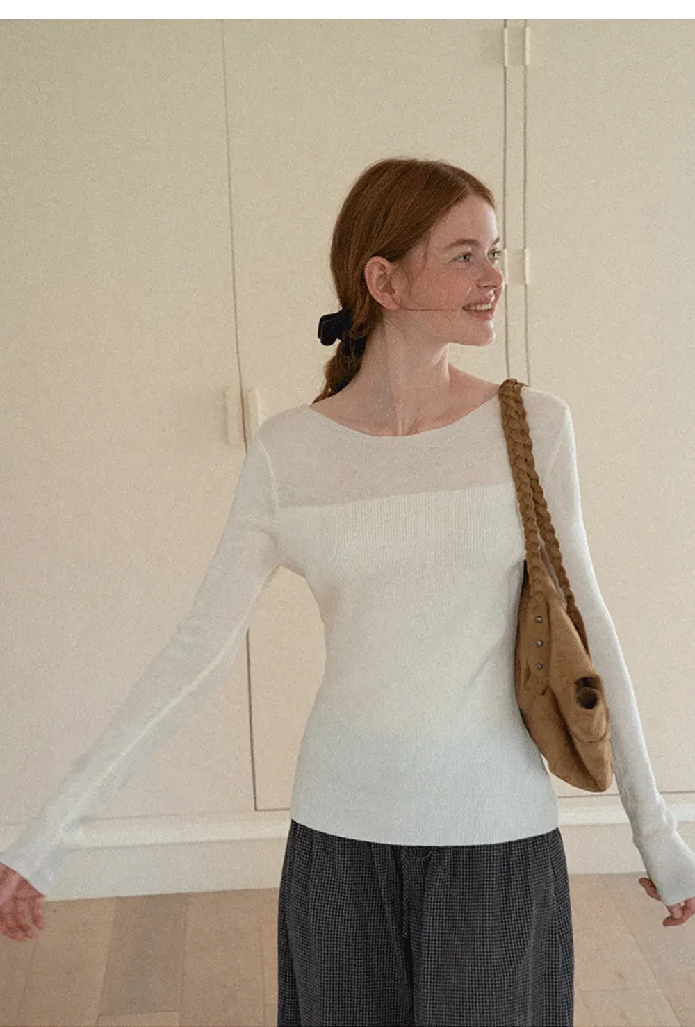 Square Neck Long Sleeve Knit Sweater