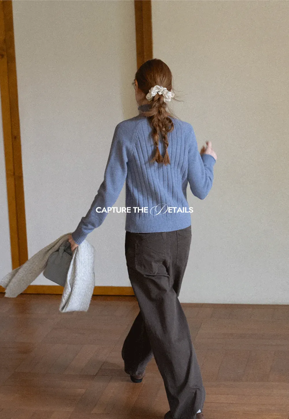 Ribbed Knit Turtleneck Woolen Sweater