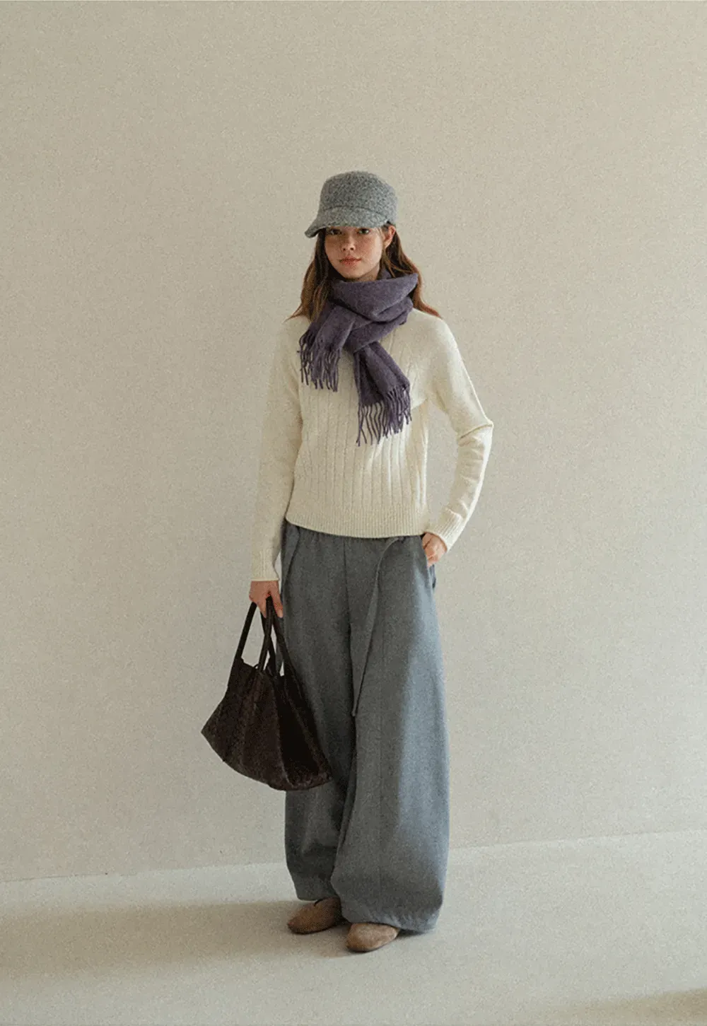 Ribbed Knit Turtleneck Woolen Sweater