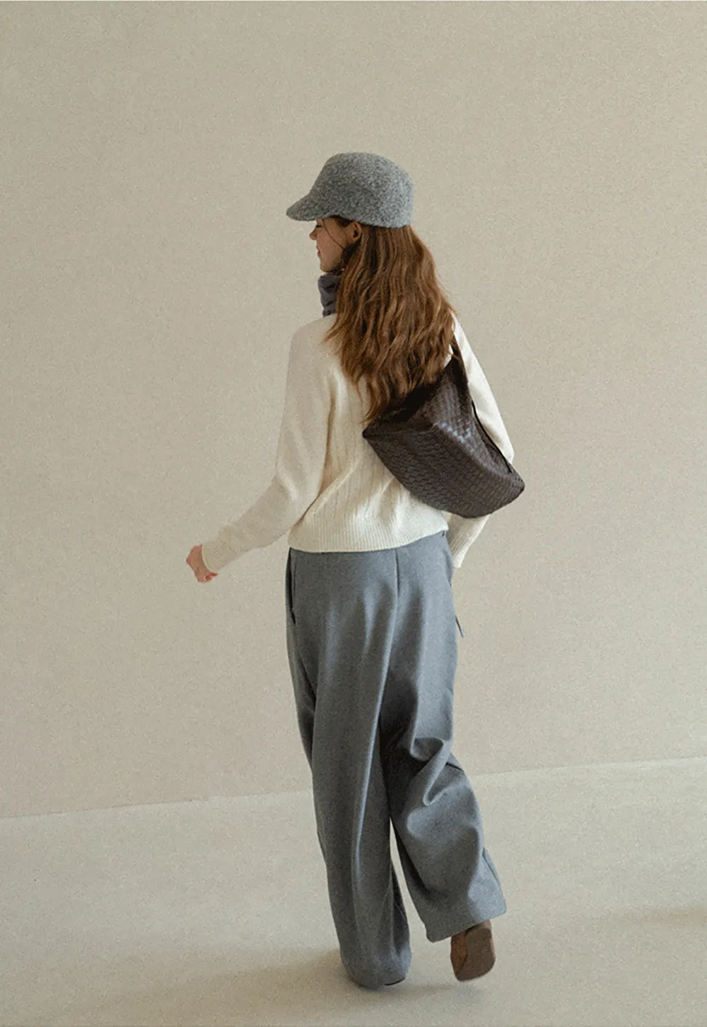 Ribbed Knit Turtleneck Woolen Sweater