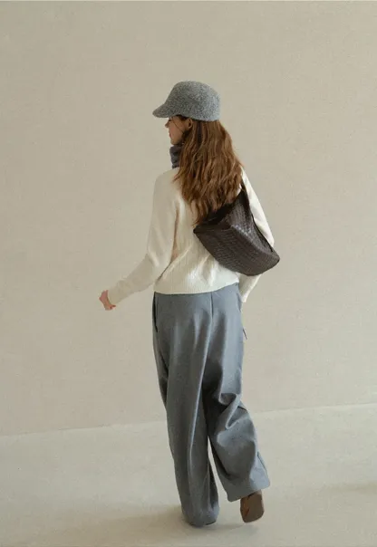 Ribbed Knit Turtleneck Woolen Sweater