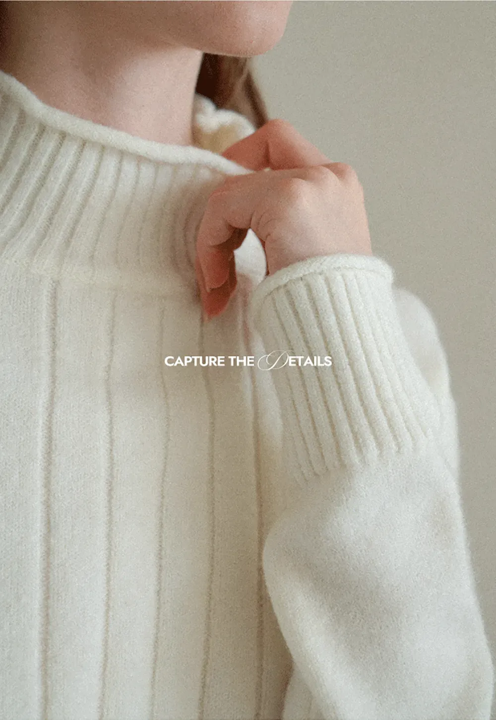 Ribbed Knit Turtleneck Woolen Sweater