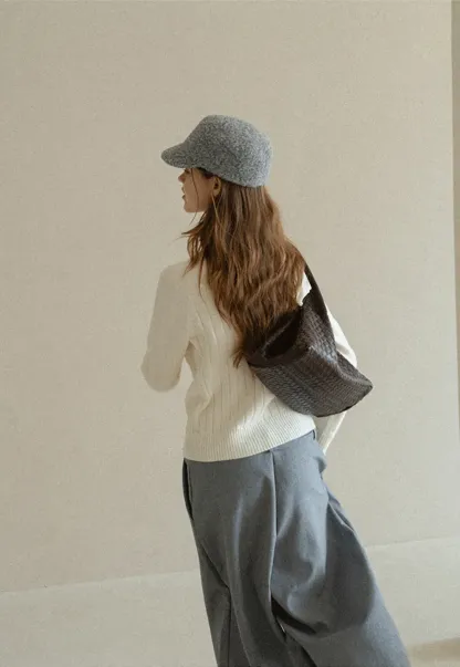 Ribbed Knit Turtleneck Woolen Sweater