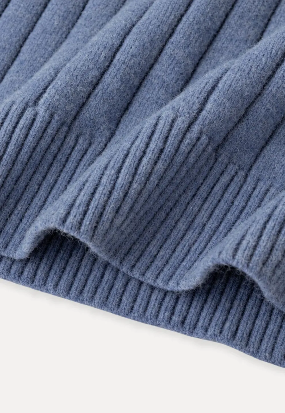 Ribbed Knit Turtleneck Woolen Sweater