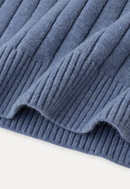 Ribbed Knit Turtleneck Woolen Sweater