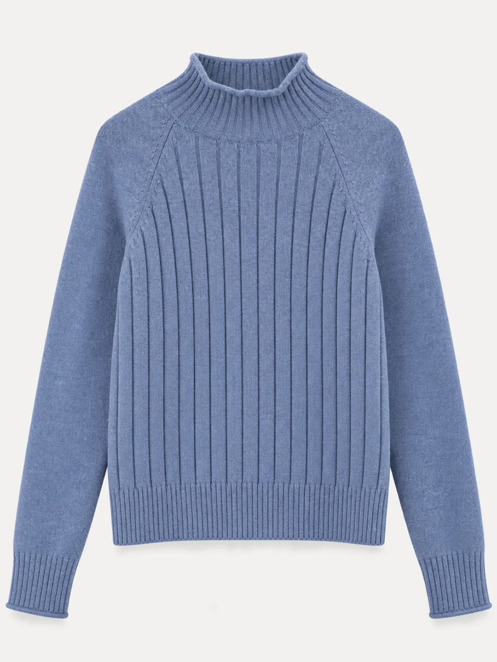 Ribbed Knit Turtleneck Woolen Sweater
