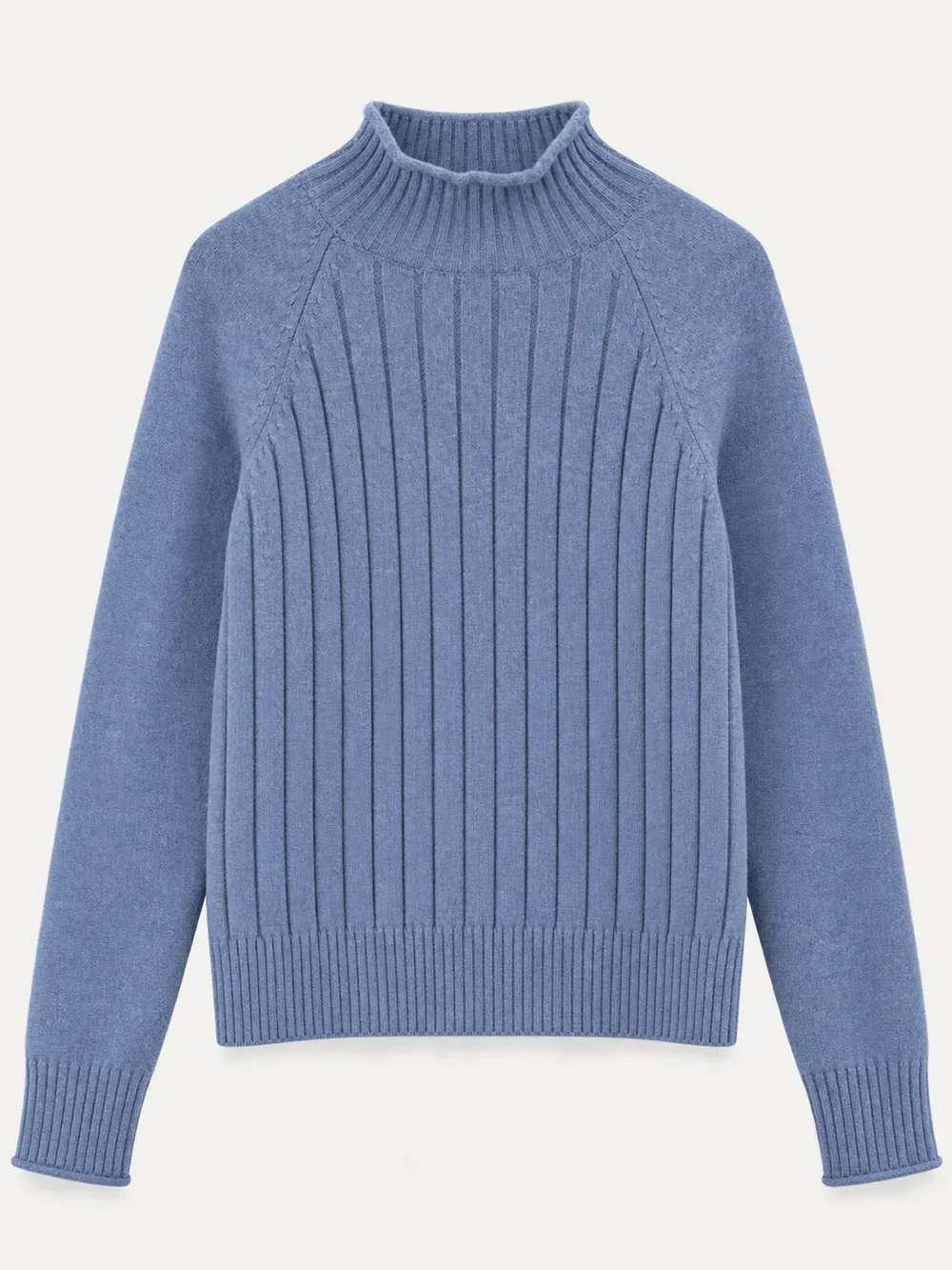 Ribbed Knit Turtleneck Woolen Sweater