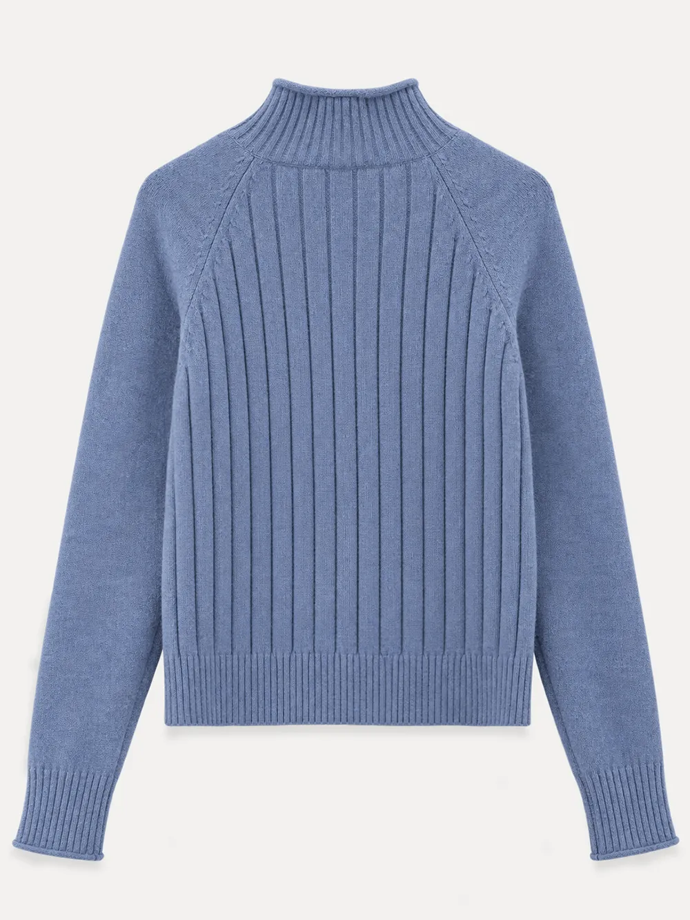 Ribbed Knit Turtleneck Woolen Sweater