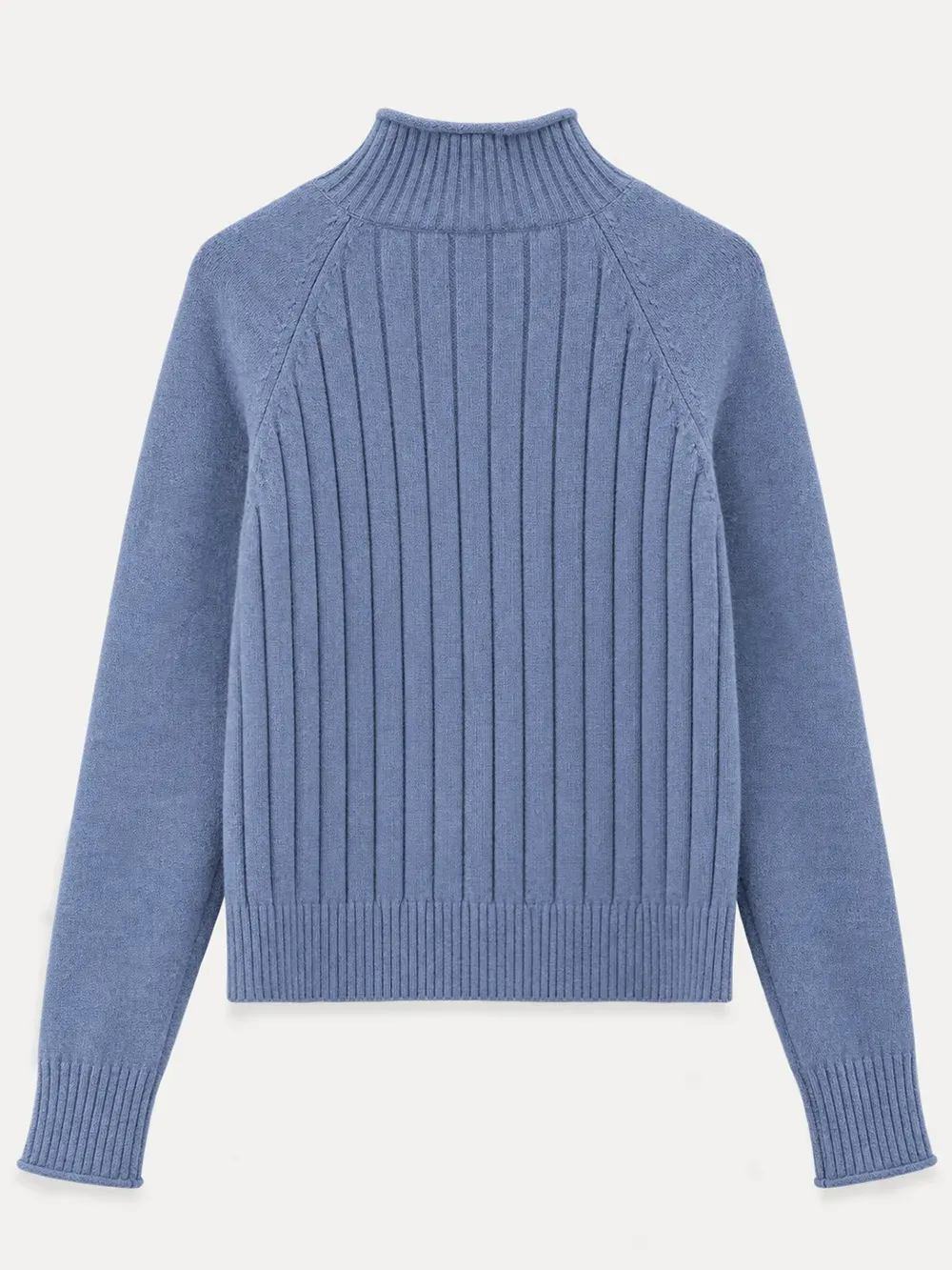 Ribbed Knit Turtleneck Woolen Sweater