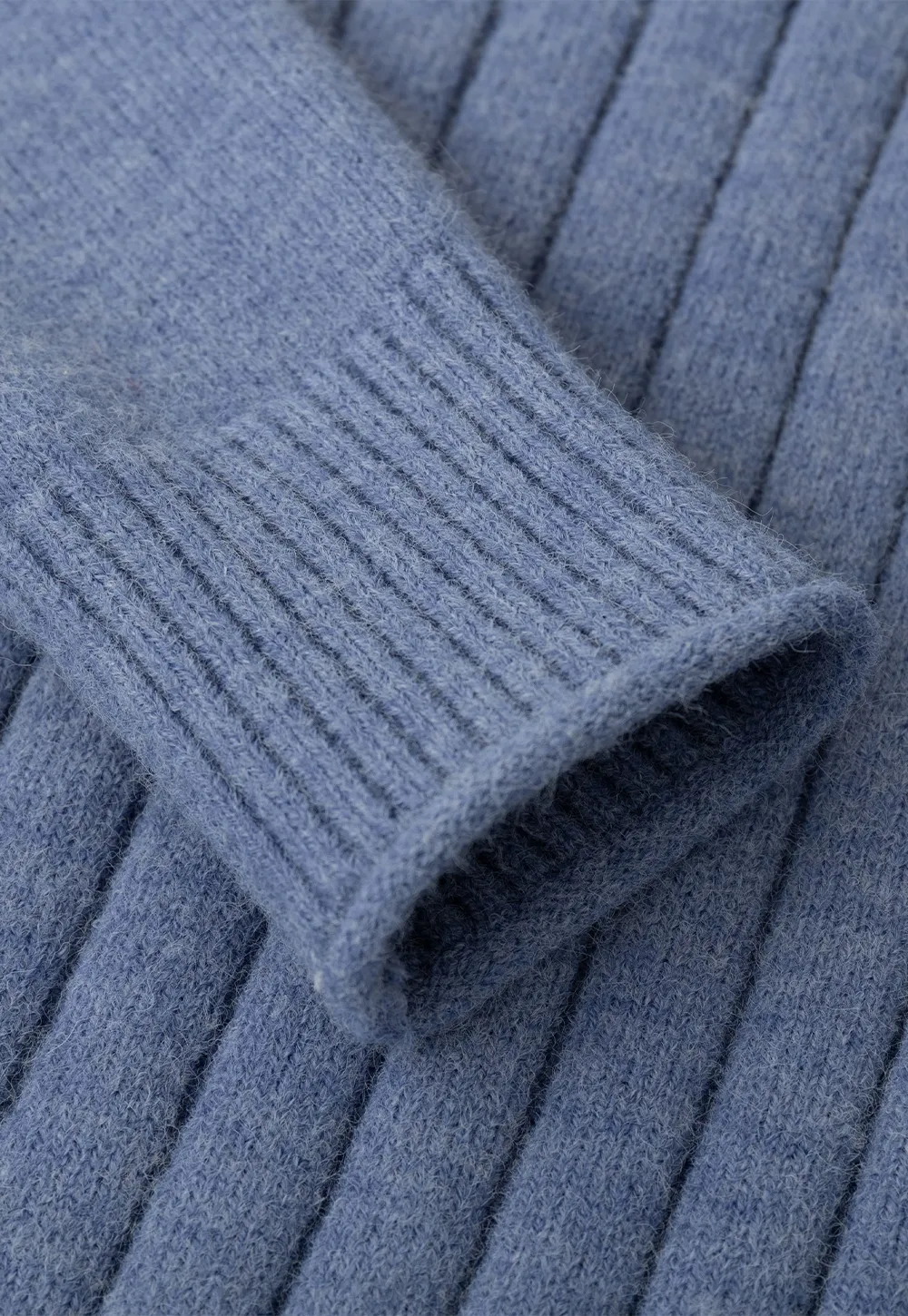Ribbed Knit Turtleneck Woolen Sweater