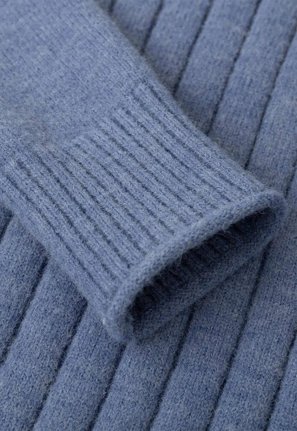 Ribbed Knit Turtleneck Woolen Sweater