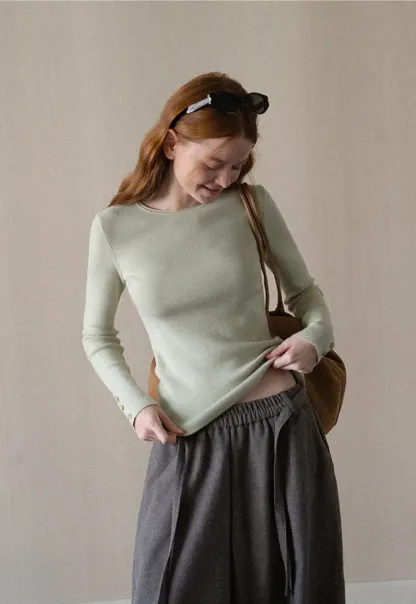 Fine Ribbed Knit Sweater