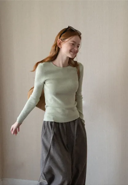 Fine Ribbed Knit Sweater