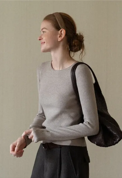 Fine Ribbed Knit Sweater