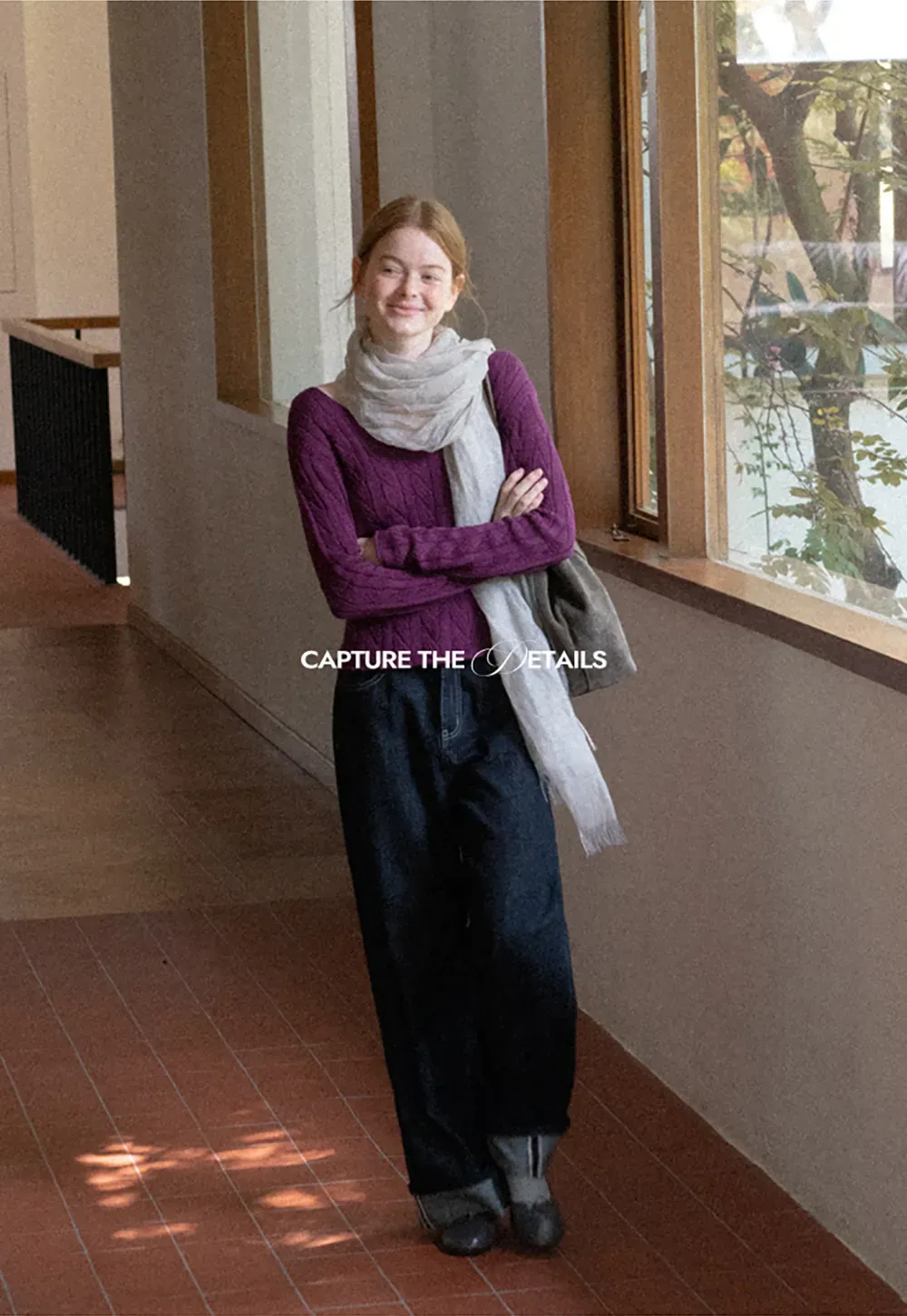 Cable Knit V Neck Long Sleeve Woolen Knit Sweater
