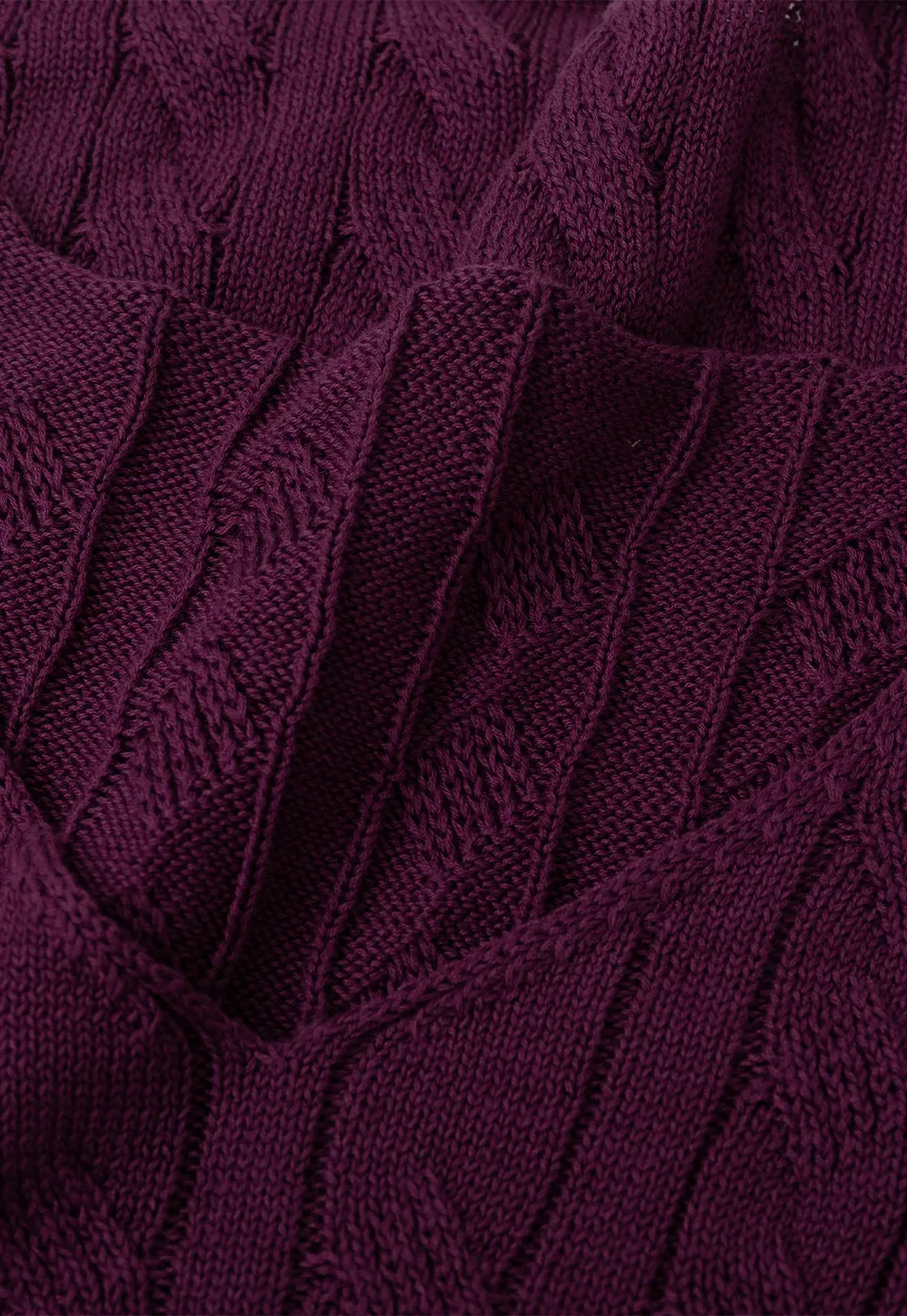 Cable Knit V Neck Long Sleeve Woolen Knit Sweater