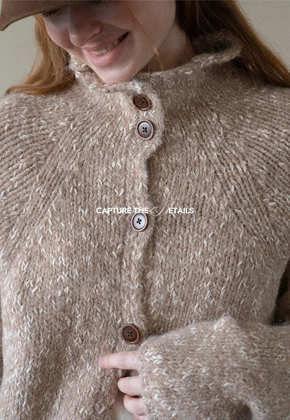 High Collar Button Front Knit Sweater
