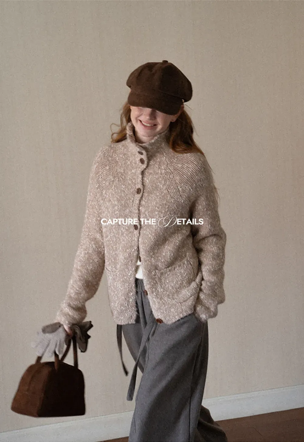 High Collar Button Front Knit Sweater