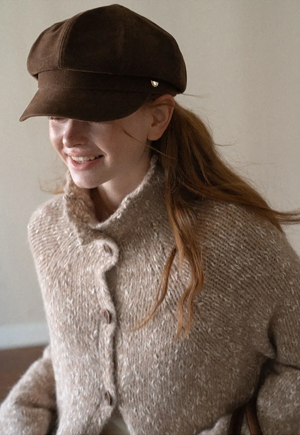 High Collar Button Front Knit Sweater