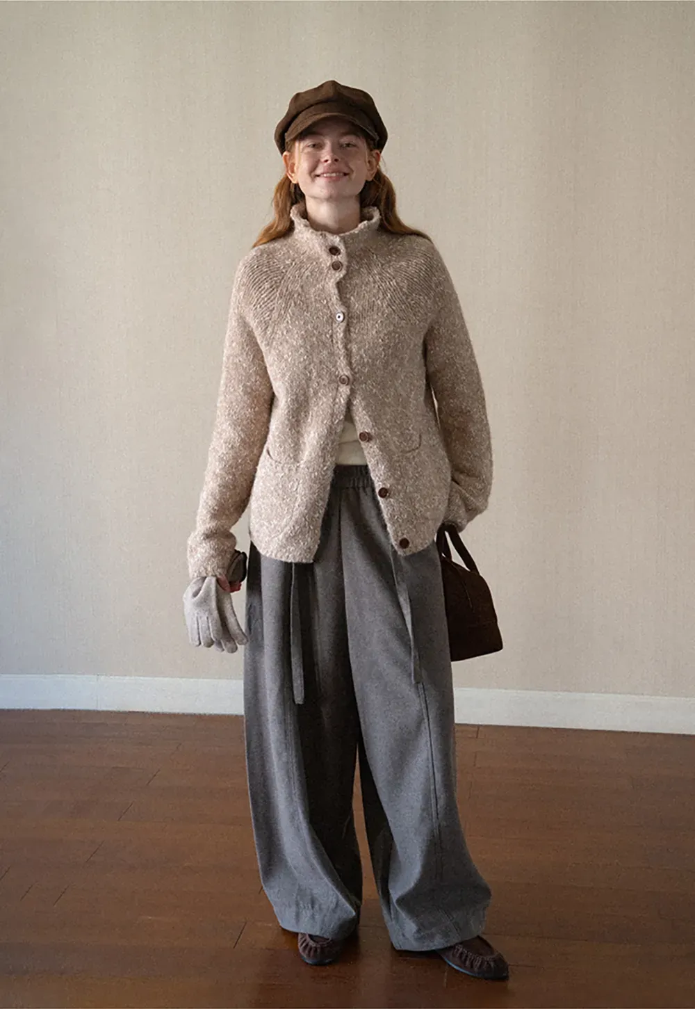 High Collar Button Front Knit Sweater