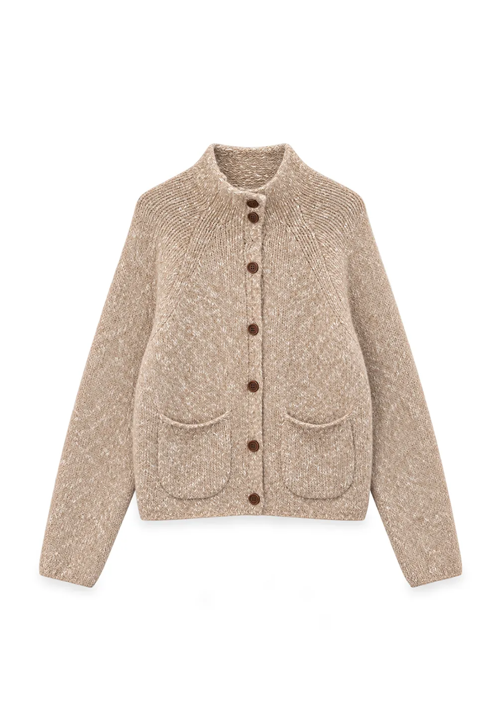 High Collar Button Front Knit Sweater