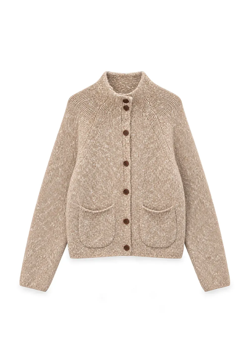 High Collar Button Front Knit Sweater