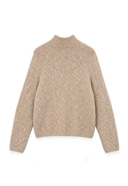 High Collar Button Front Knit Sweater