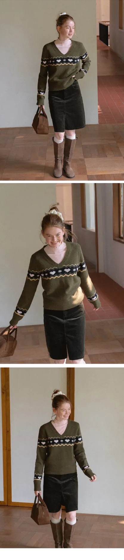 Scalloped Trim High Neck Long Sleeve Knit Sweater
